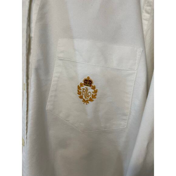 Ralph Lauren Crest Women’s Classic White Cotton Button Up Long Sleeve Top Sz 14 - Picture 5 of 9